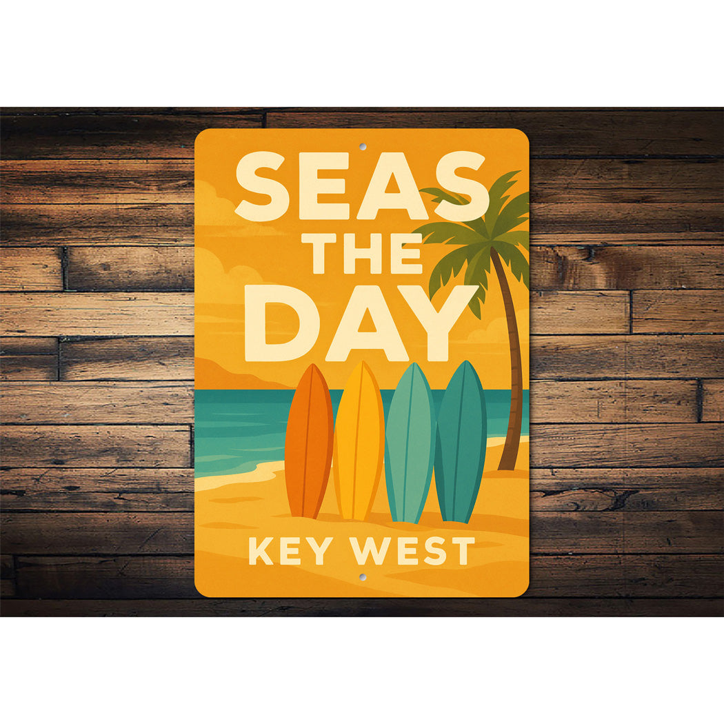 Seas The Day Key West Beach Surfer Sign