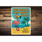 The Beach Is My Happy Place Key West Cartoon Flamingo Sign