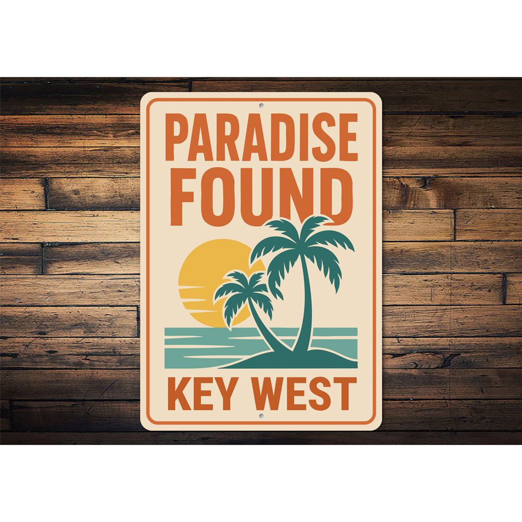 Paradise Found Beach Palms and Sunset Key West Sign