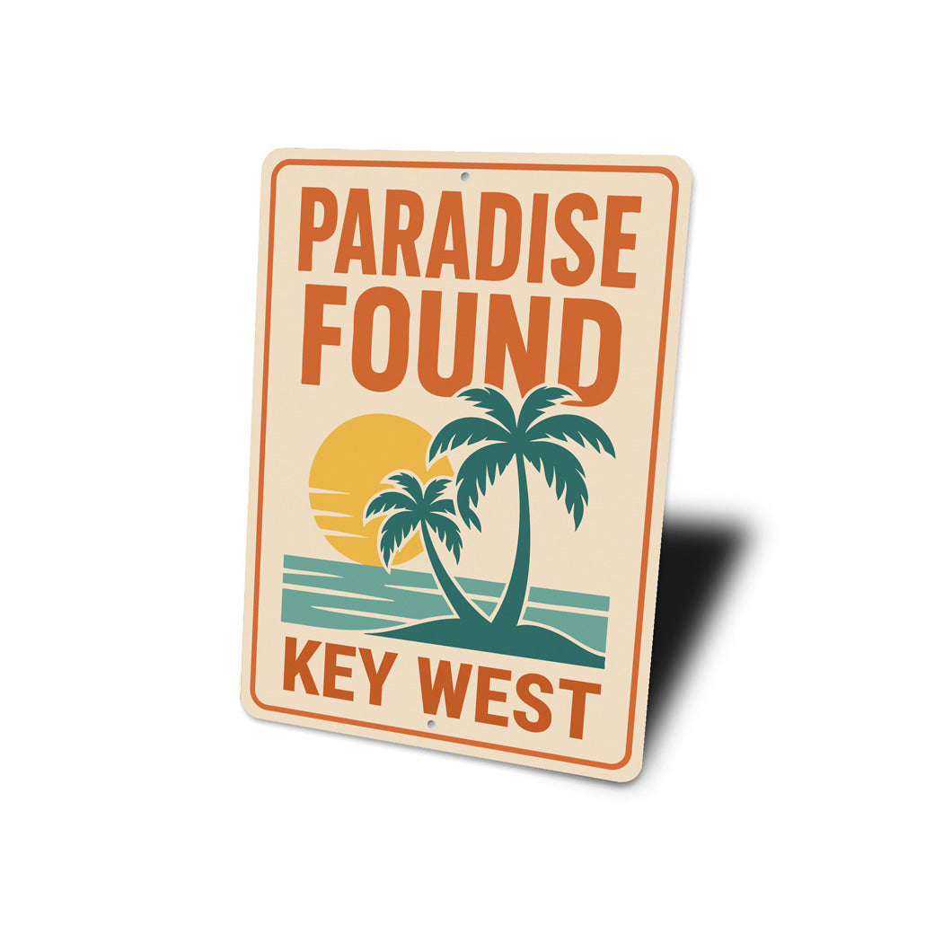 Paradise Found Beach Palms and Sunset Key West Sign