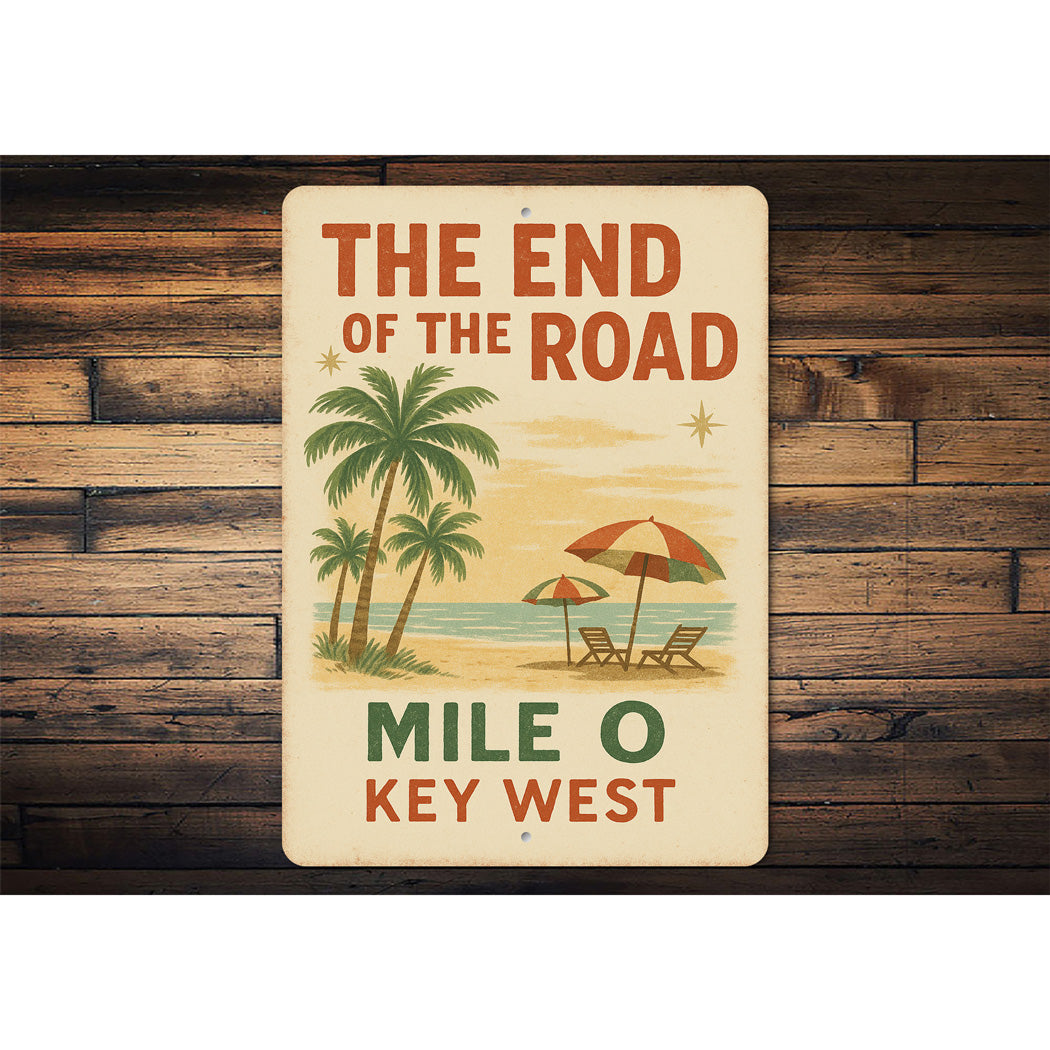 The End Of The Road Key West Mile 0 Beach Retro Sign
