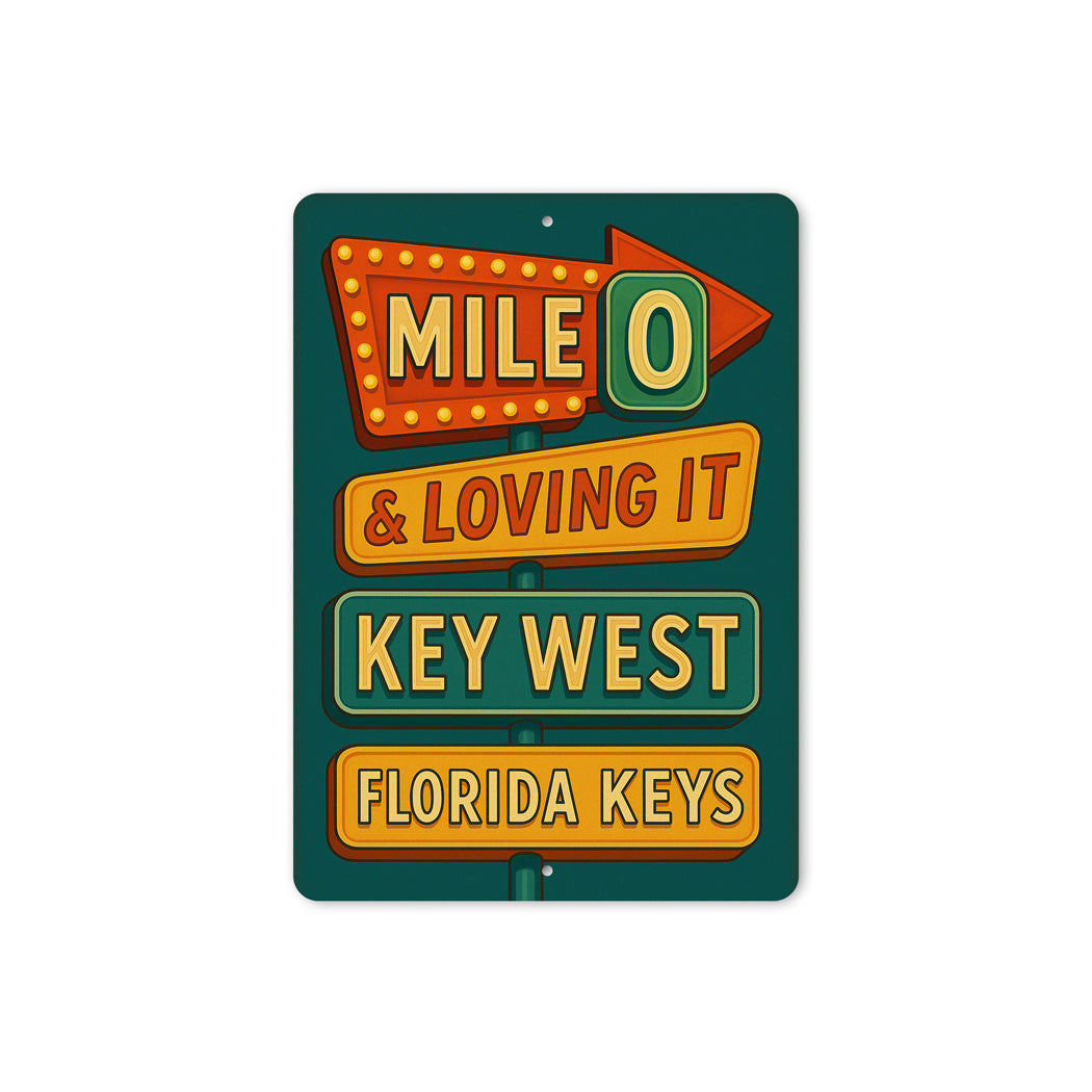 Mile 0 & Loving It Key West Retro Motel Sign