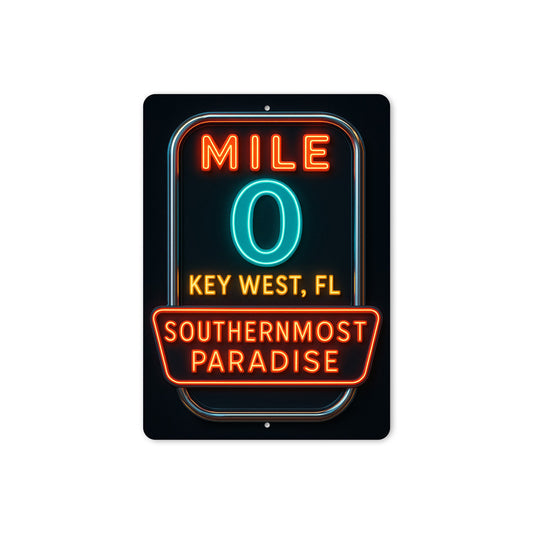 Mile 0 Southernmost Paradise Key West Neon Style Sign