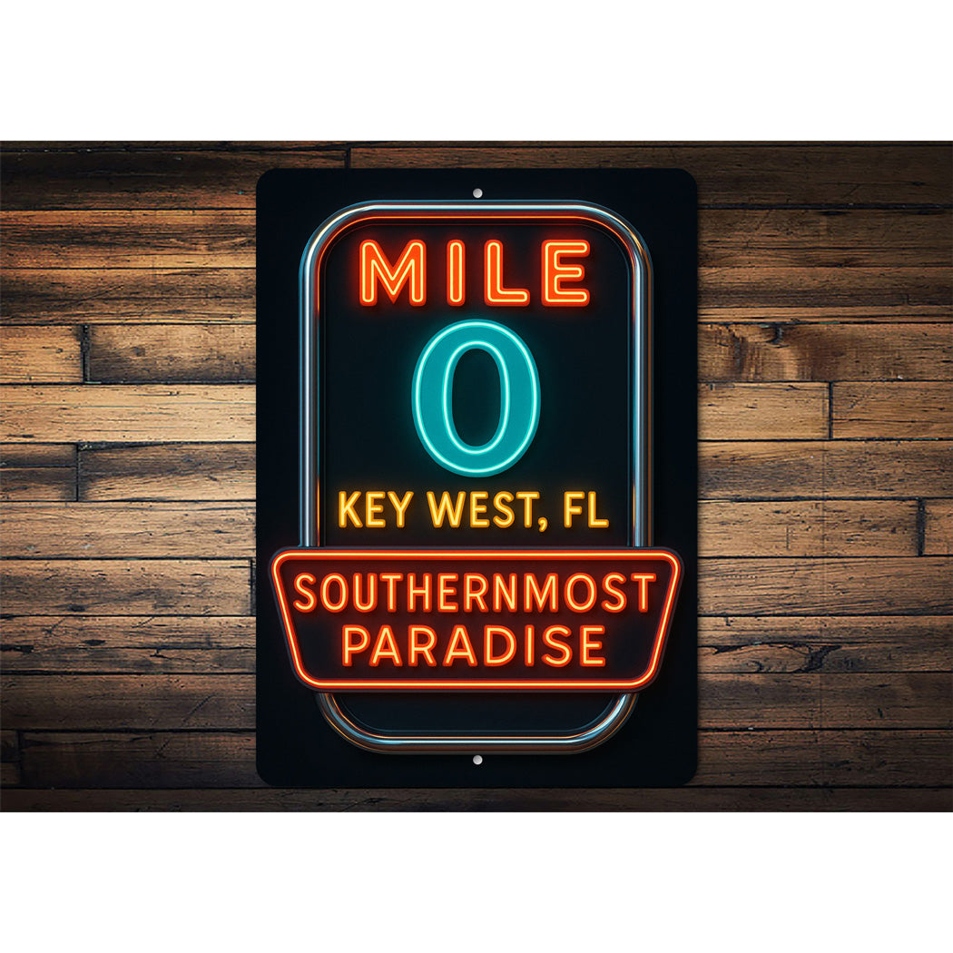 Mile 0 Southernmost Paradise Key West Neon Style Sign