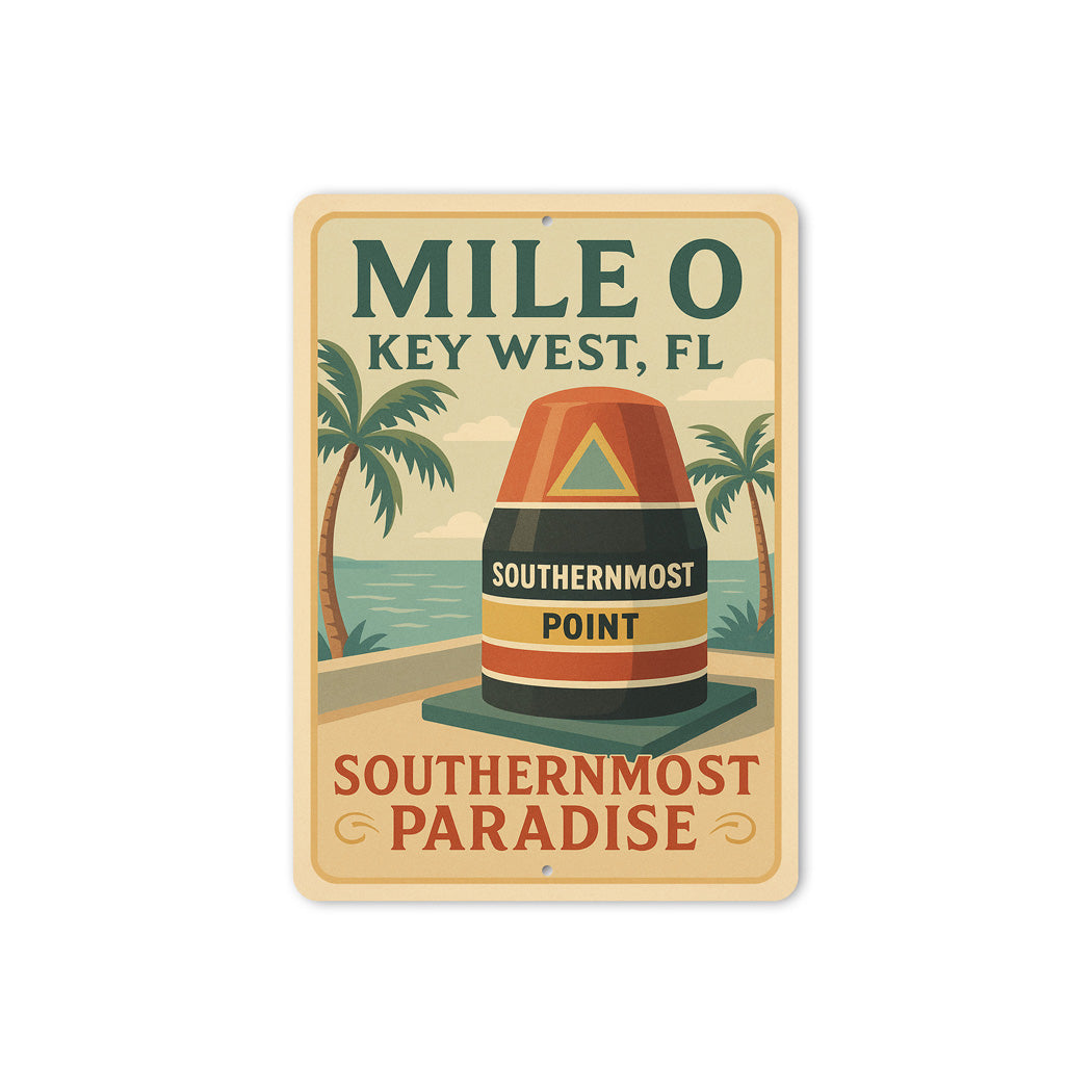Mile 0 Southernmost Paradise Nostalgic 1920s Key West Sign