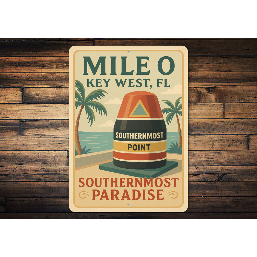 Mile 0 Southernmost Paradise Nostalgic 1920s Key West Sign