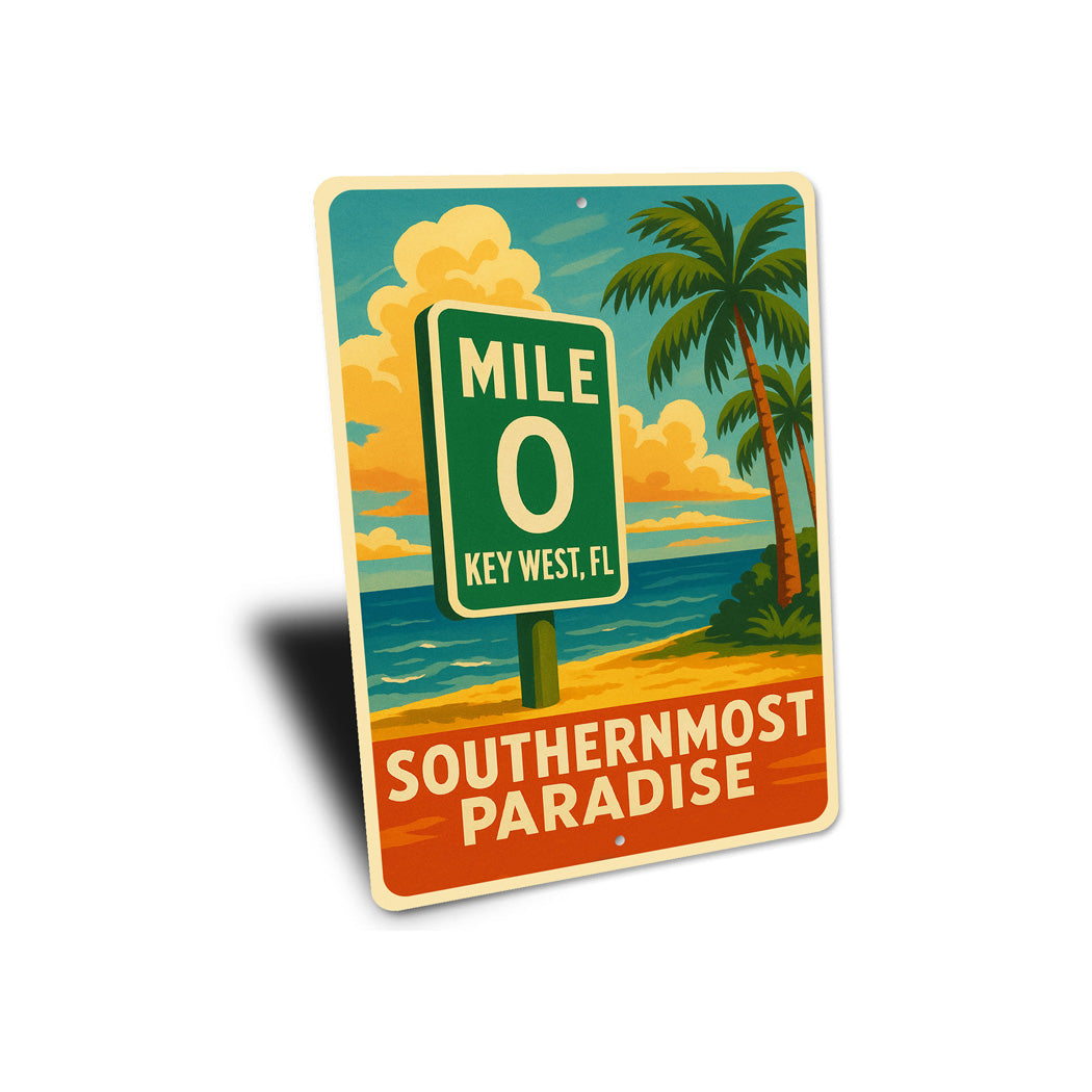 Mile 0 Key West Southernmost Paradise Vintage Travel Sign