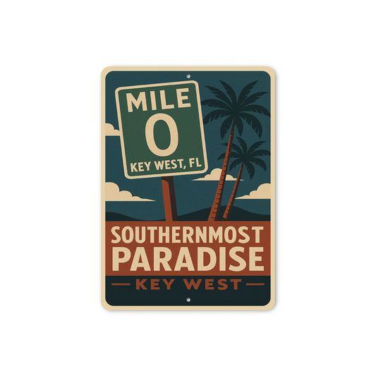 Mile 0 Southernmost Paradise Key West Palms Sign