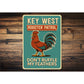 Rooster Patrol Funny Key West Florida Retro Style Sign