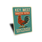 Rooster Patrol Funny Key West Florida Retro Style Sign