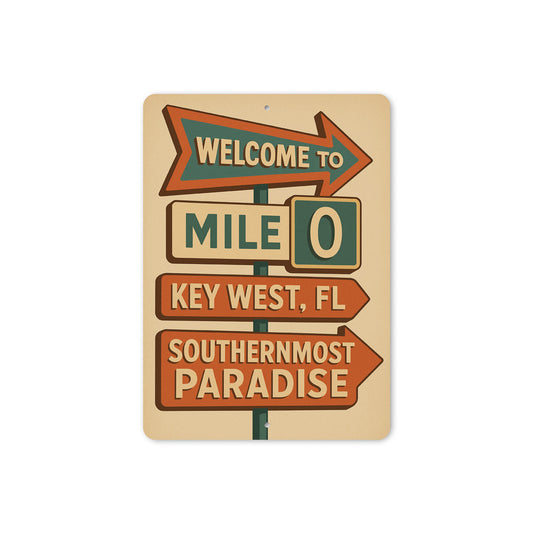 Welcome To Mile 0 Key West Retro Motel Sign