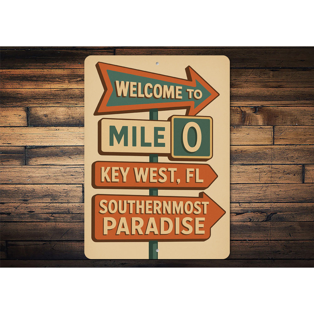 Welcome To Mile 0 Key West Retro Motel Sign