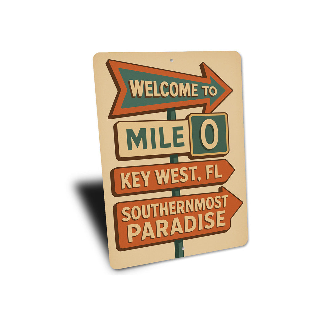 Welcome To Mile 0 Key West Retro Motel Sign