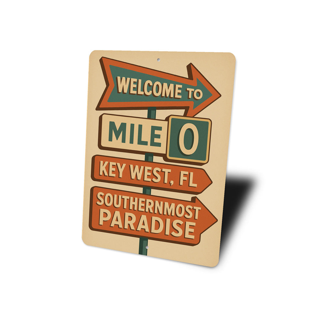 Welcome To Mile 0 Key West Retro Motel Sign