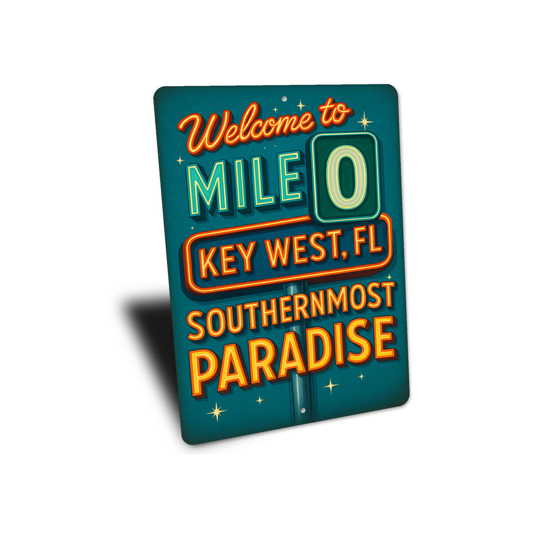 Welcome To Mile 0 Key West Florida Retro Neon Sign