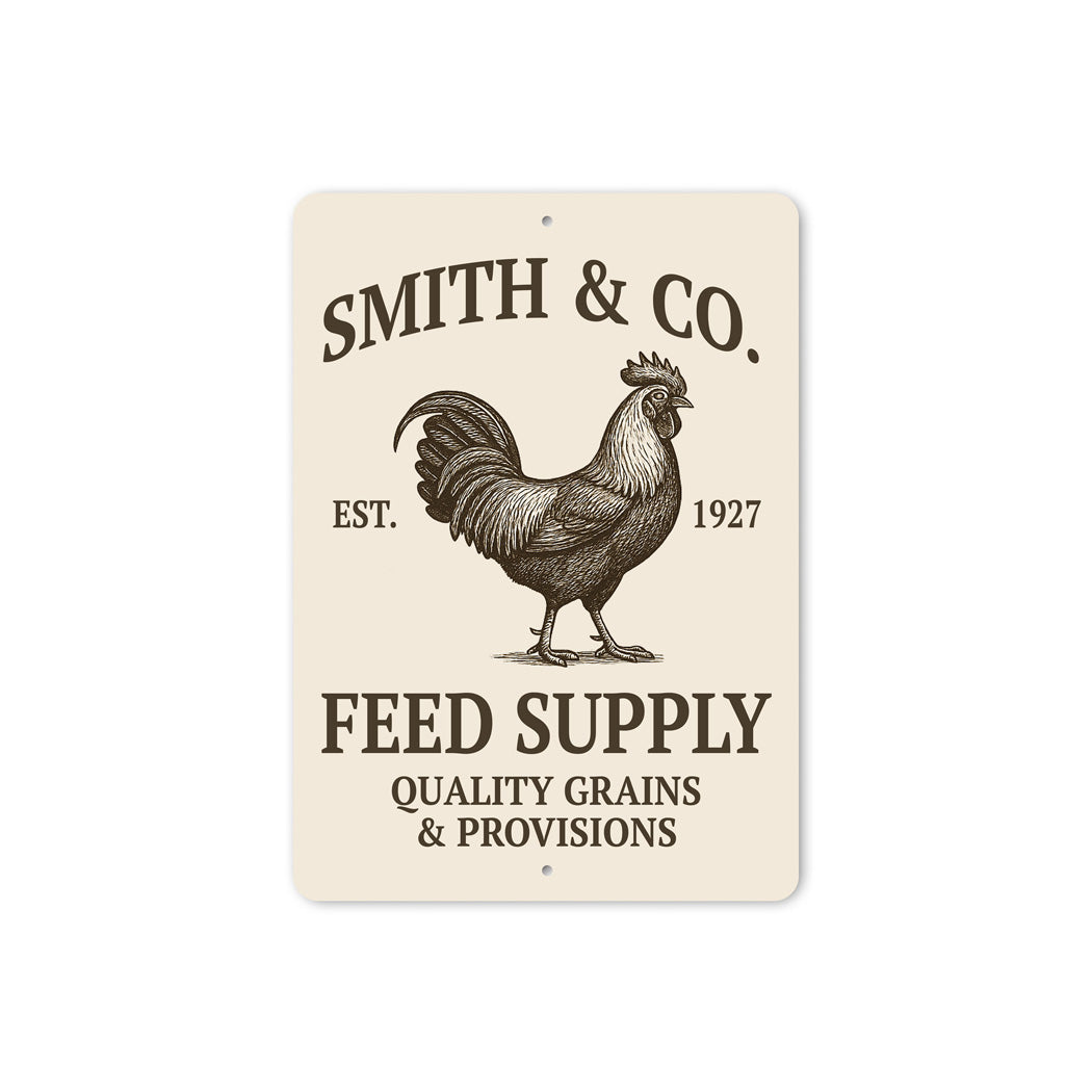 Personalized Feed Supply Quality Grains And Provisions Sign