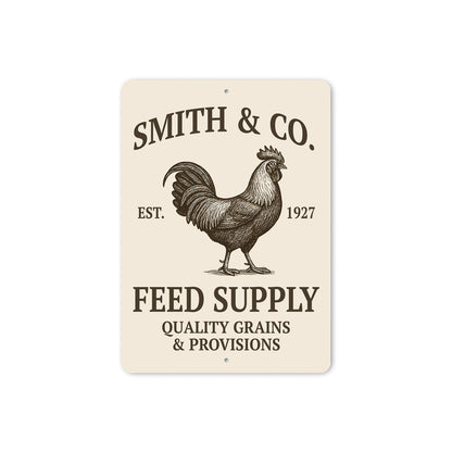 Personalized Feed Supply Quality Grains And Provisions Sign