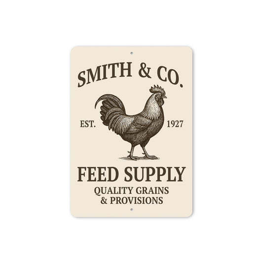 Personalized Feed Supply Quality Grains And Provisions Sign