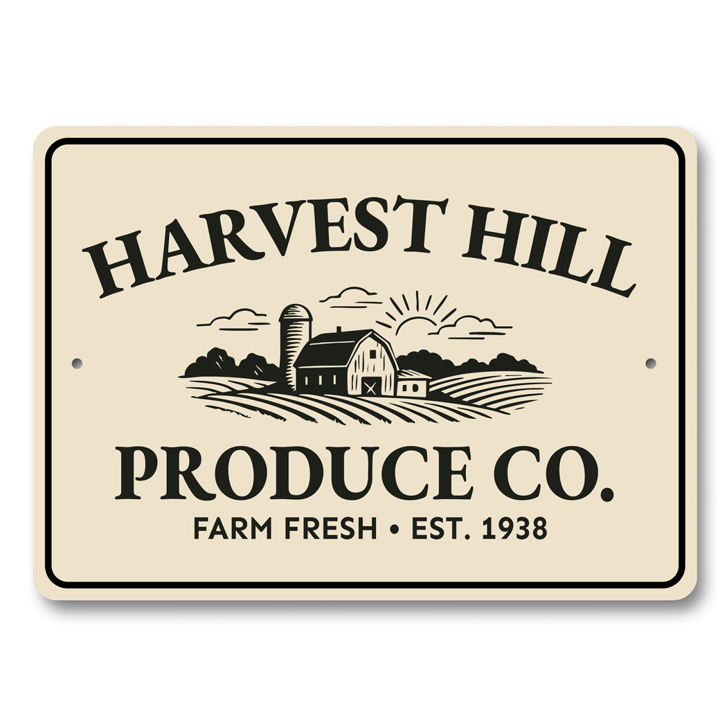 Personalized Harvest Hill Produce Co. Sign