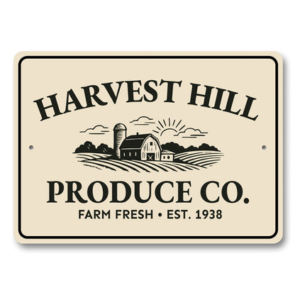 Personalized Harvest Hill Produce Co. Sign