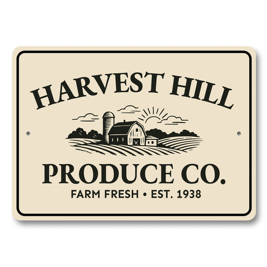 Personalized Harvest Hill Produce Co. Sign