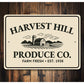Personalized Harvest Hill Produce Co. Sign