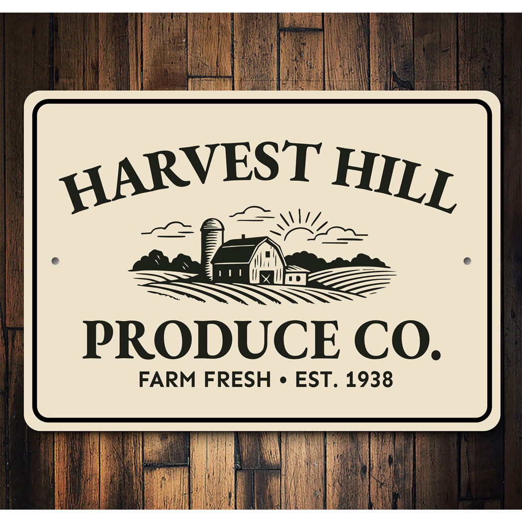 Personalized Harvest Hill Produce Co. Sign