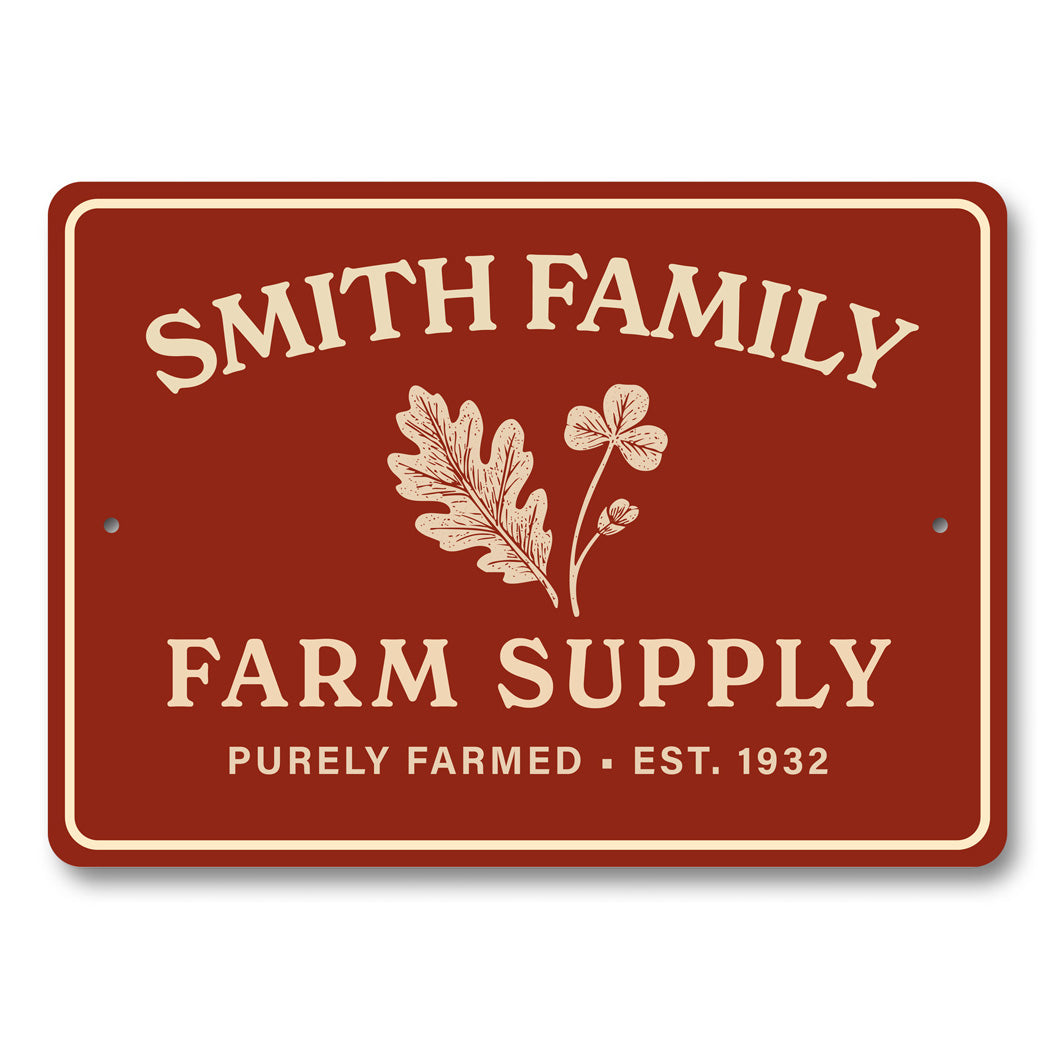 Personalized Farm Supply Family Sign