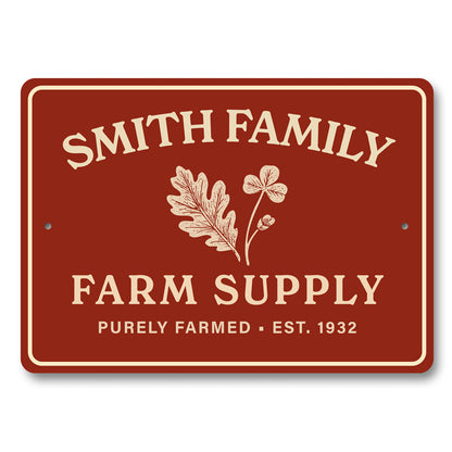 Personalized Farm Supply Family Sign
