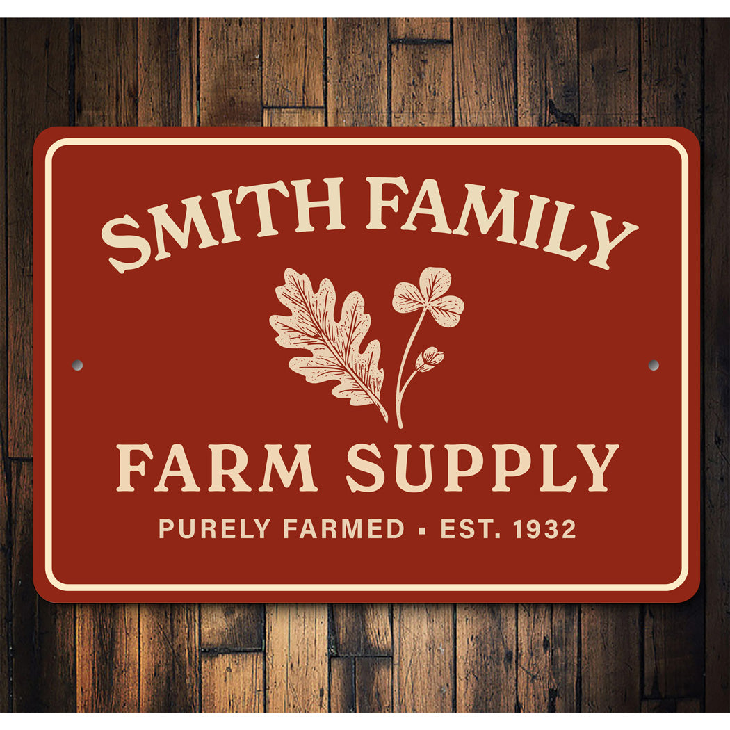 Personalized Farm Supply Family Sign