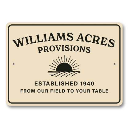 Personalized Farm Sign From Our Field To Your Table