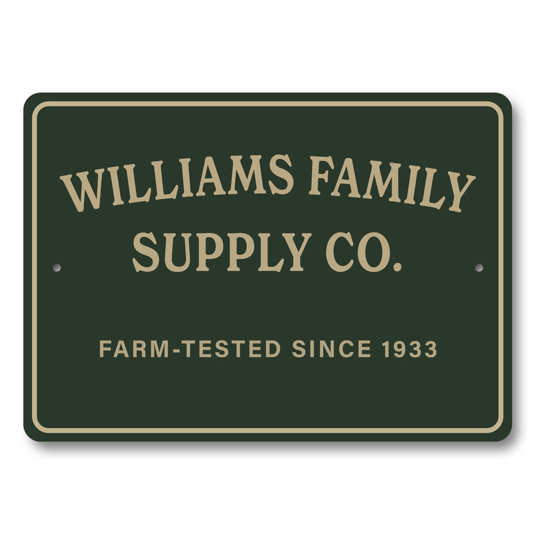 Personalized Family Supply Co. Farm-Tested Sign