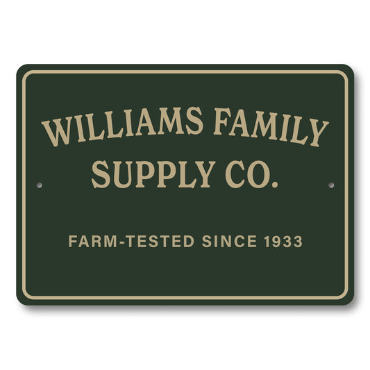 Personalized Family Supply Co. Farm-Tested Sign