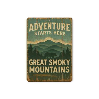 Adventure Starts Here Great Smoky Mountains Sign