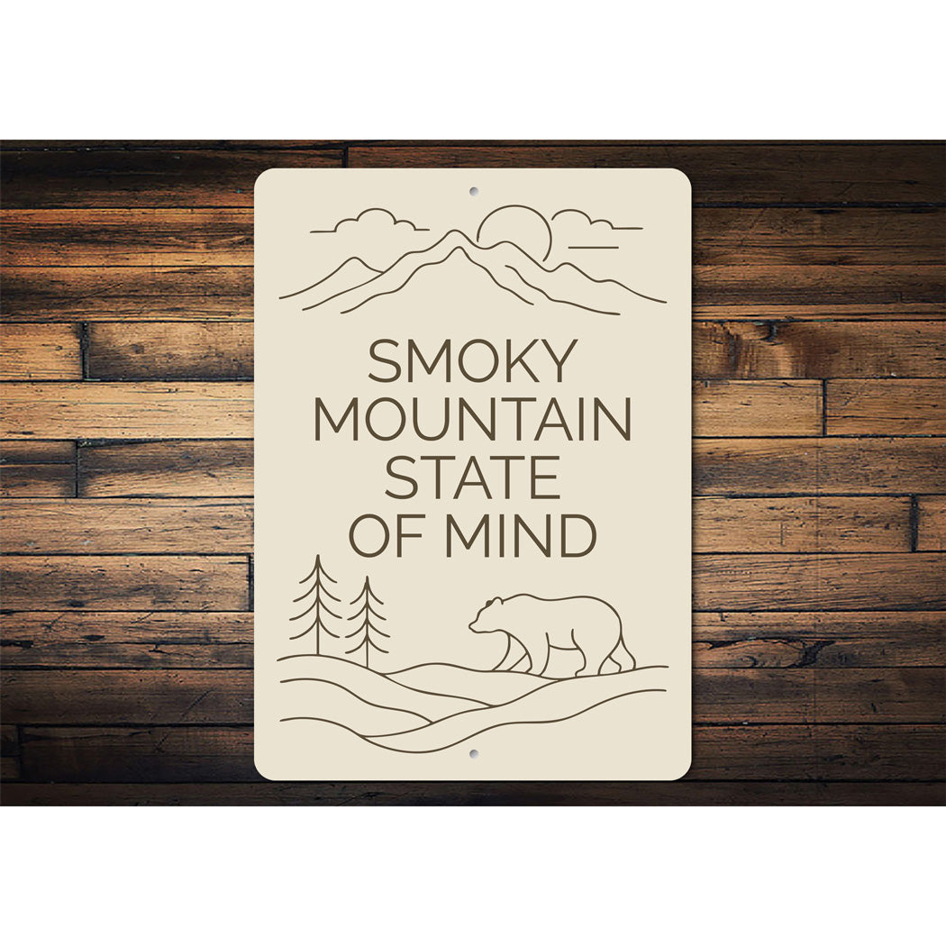 Smoky Mountain State Of Mind Outlines Art Sign