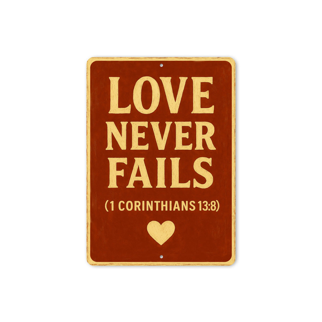 Love Never Fails 1 Corinthians 13:8 Bible Verse Sign