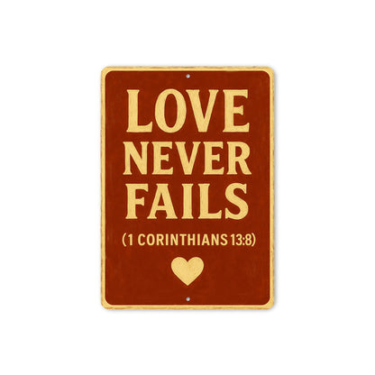 Love Never Fails 1 Corinthians 13:8 Bible Verse Sign