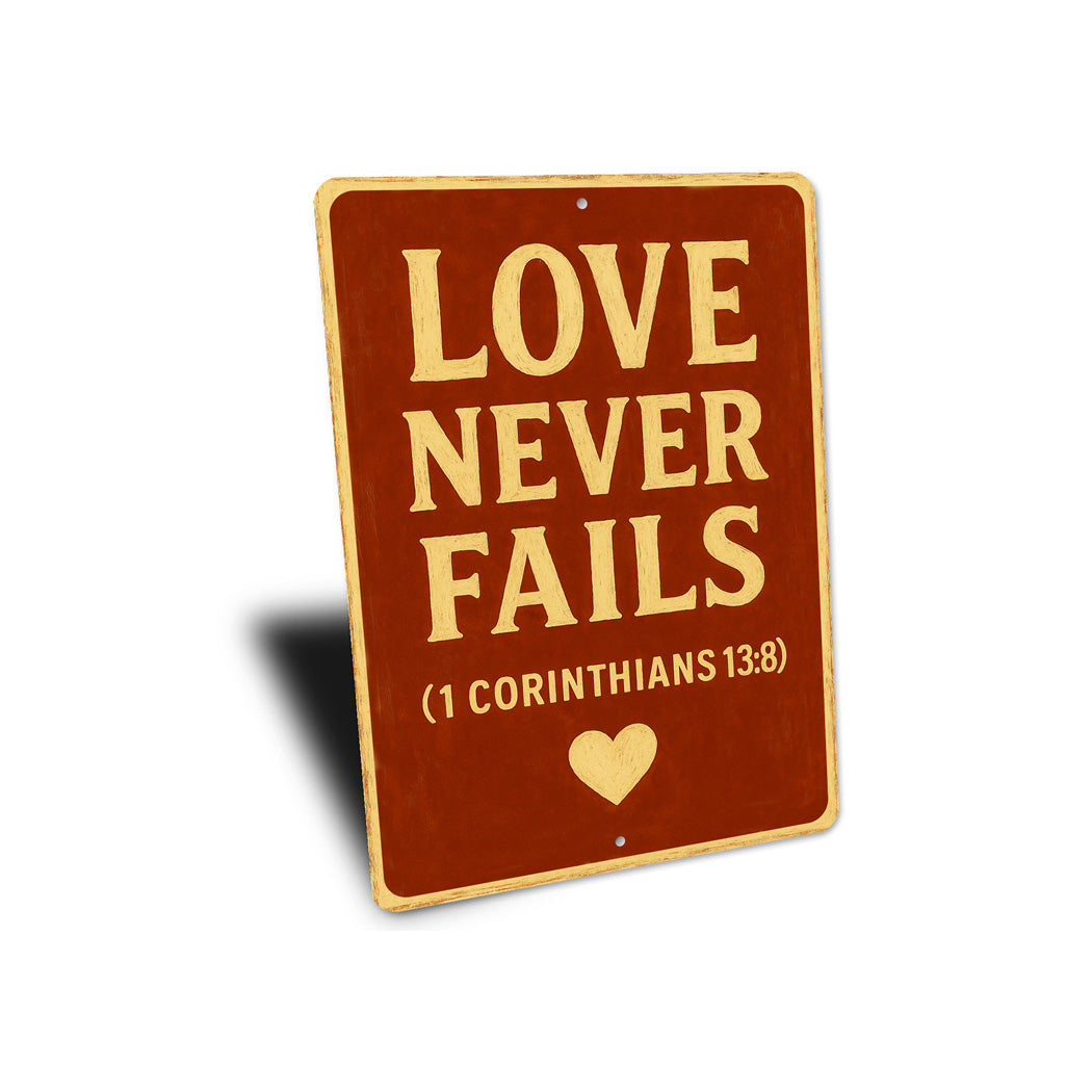 Love Never Fails 1 Corinthians 13:8 Bible Verse Sign