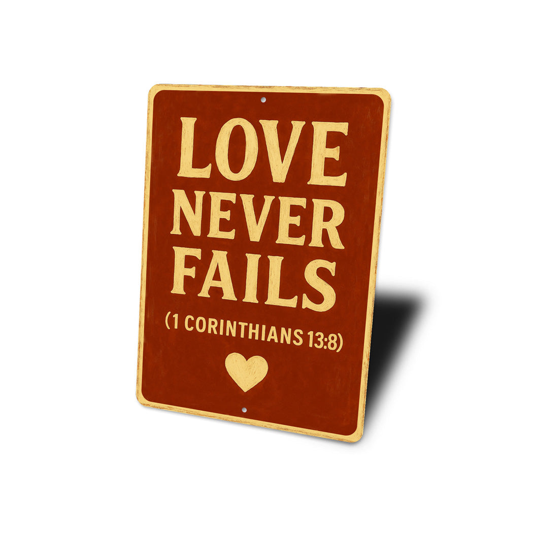 Love Never Fails 1 Corinthians 13:8 Bible Verse Sign