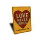 Love Never Fails 1 Corinthians 13:8 Bible Verse Heart Sign