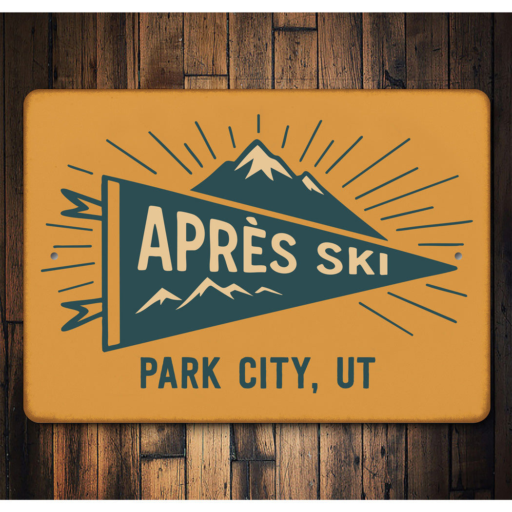 Apres Ski Flag Park City Utah Sign