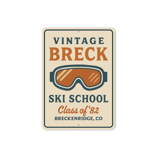 Vintage Breck Ski School Breckenridge Colorado Sign