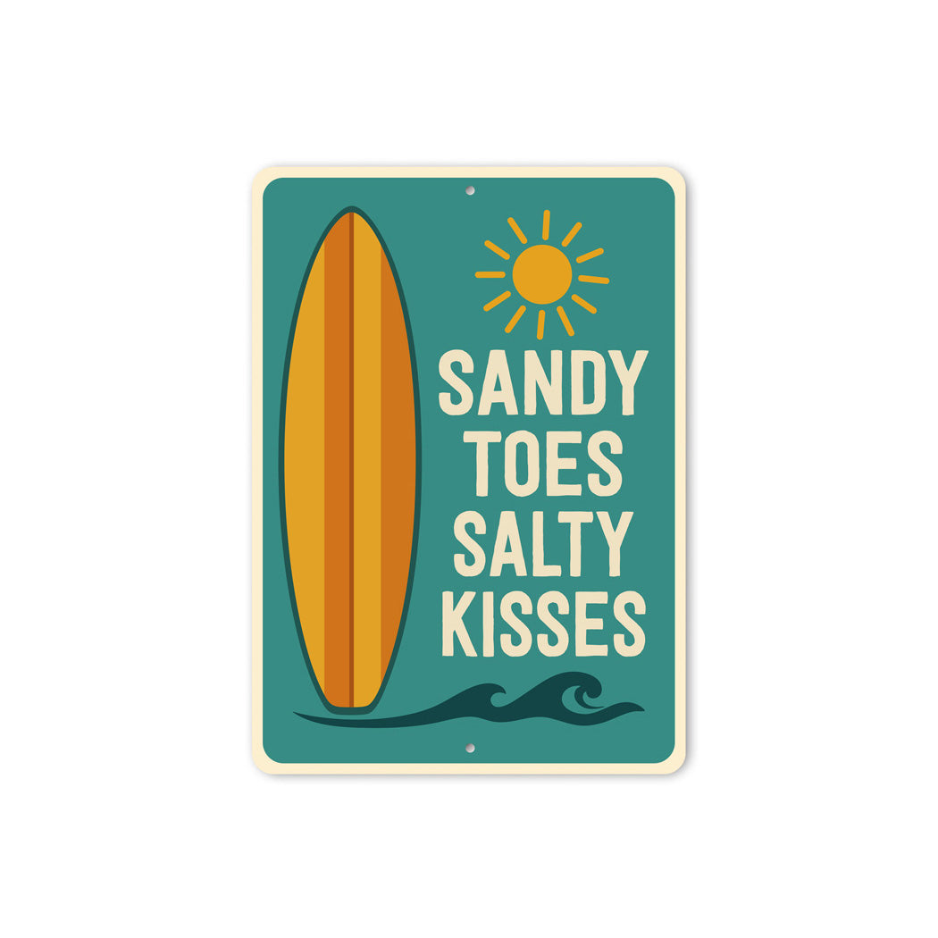 Sandy Toes Salty Kisses Surfboard Sign
