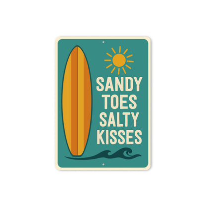 Sandy Toes Salty Kisses Surfboard Sign