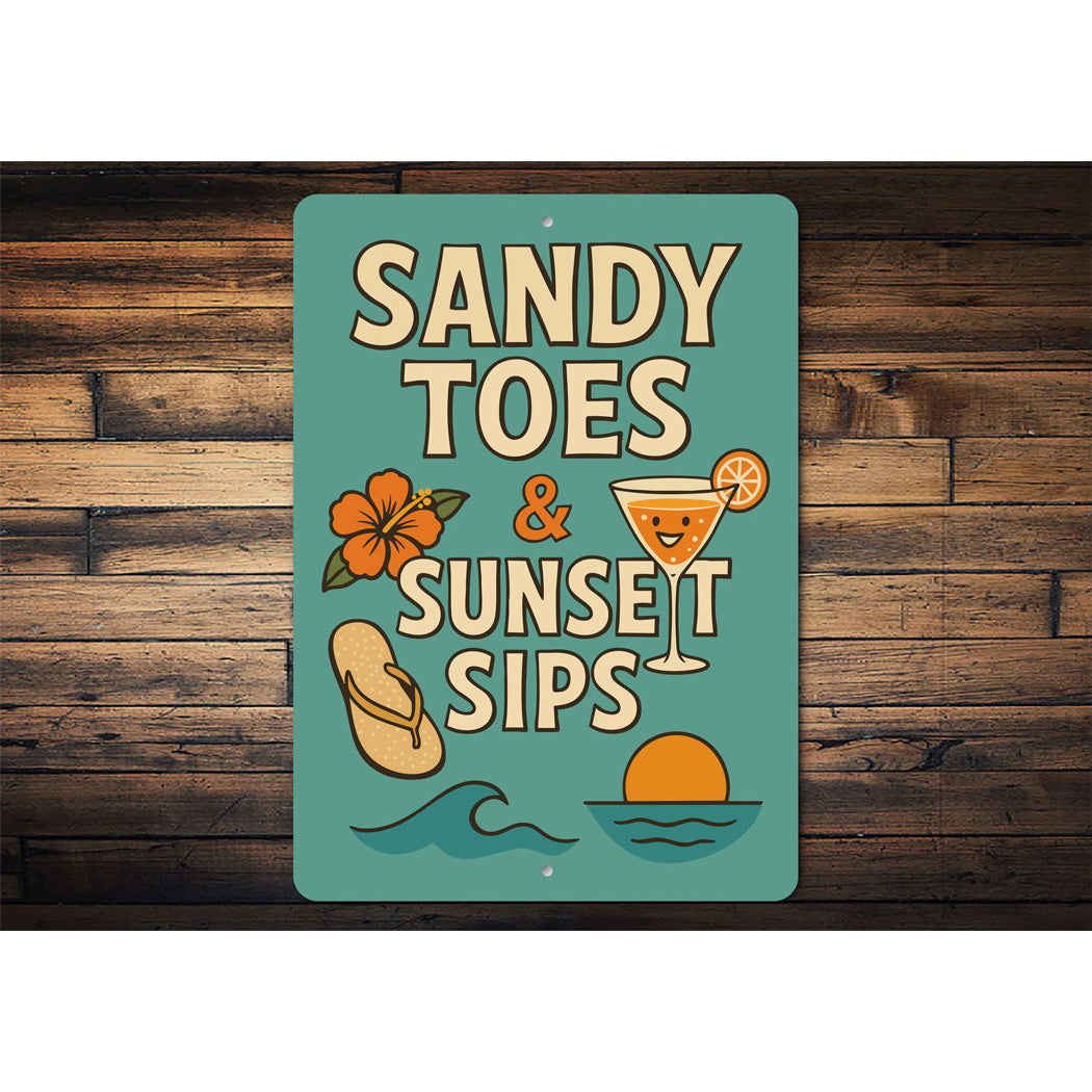 Sandy Toes And Sunset Sips Tropical Sign