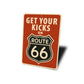 Get Your Kicks On Route 66 Shield Sign