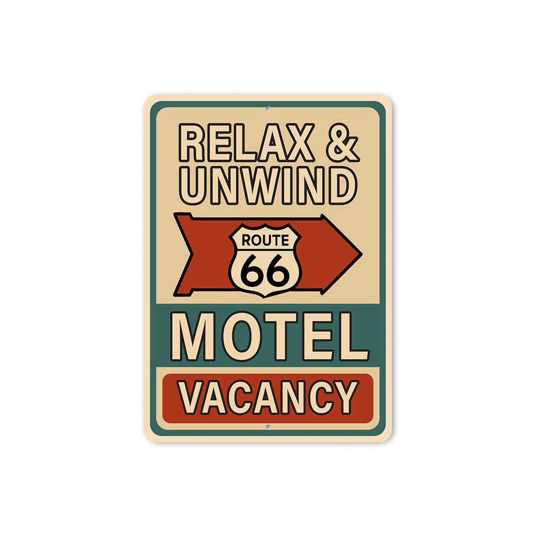 Relax And Unwind Route 66 Motel Vacancy Sign