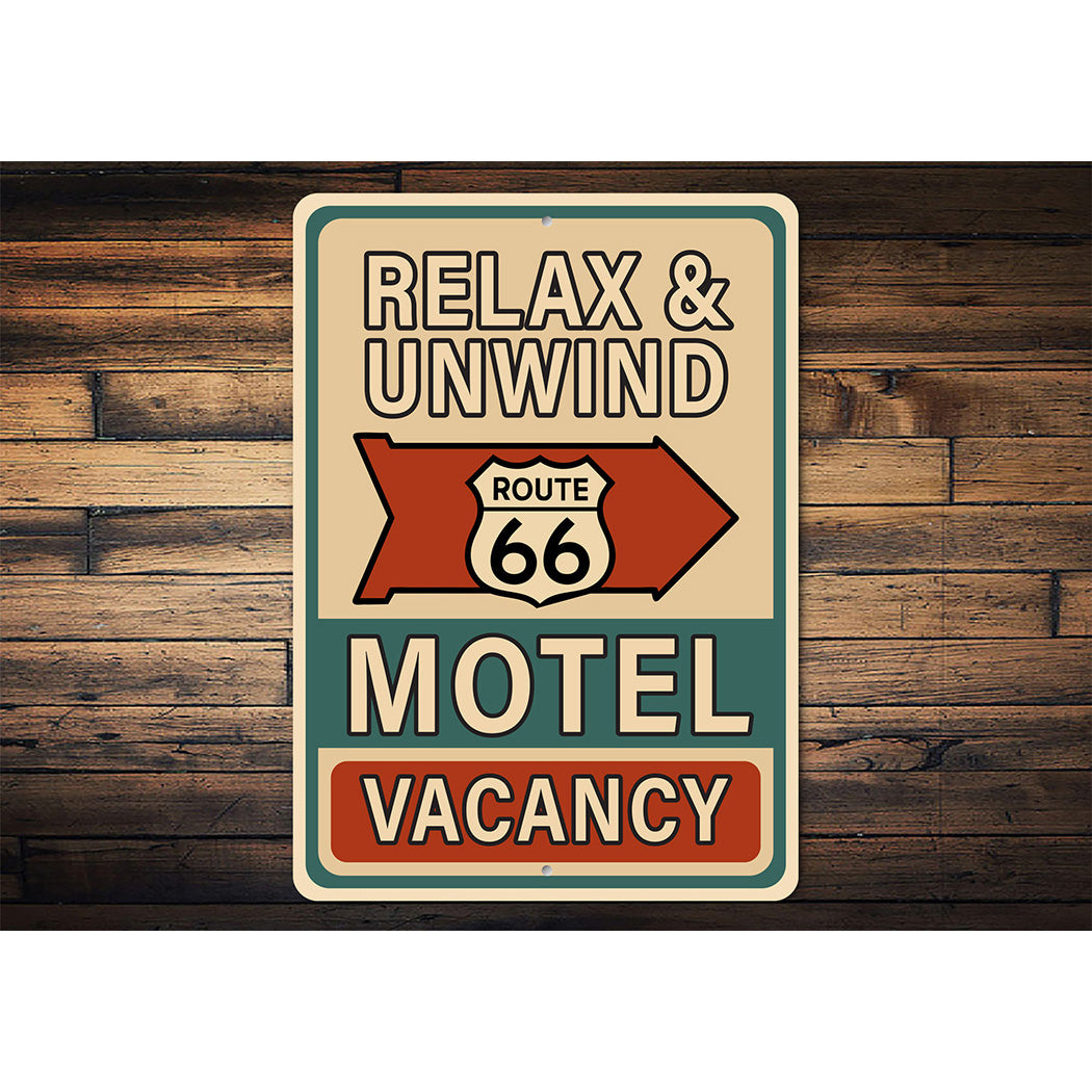 Relax And Unwind Route 66 Motel Vacancy Sign