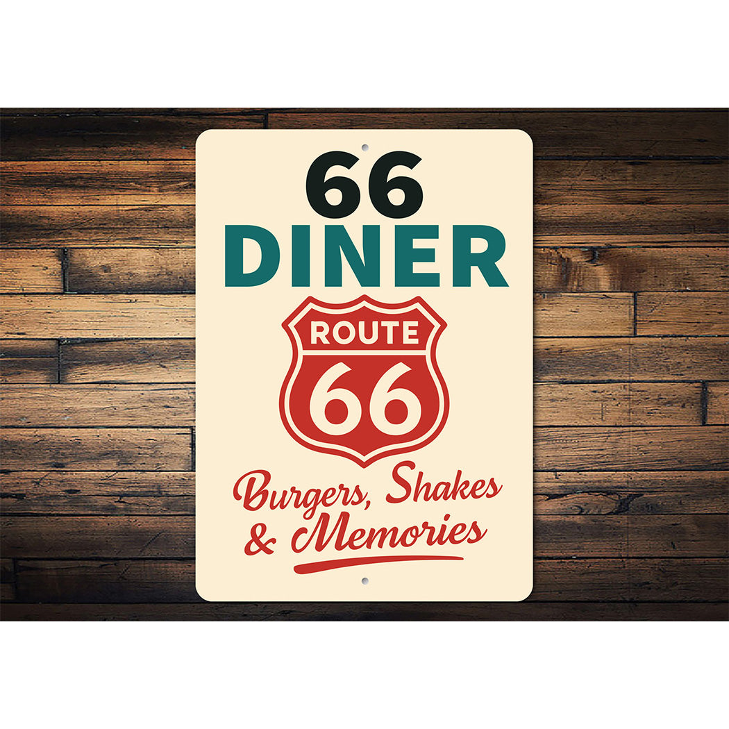 Route 66 Diner Burgers Shakes And Memories Sign