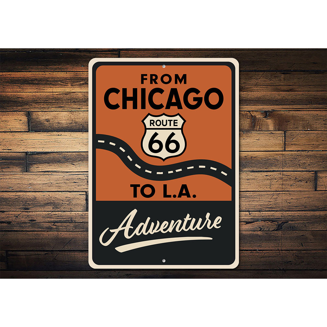 From Chicago To Los Angeles Adventure Route 66 Sign